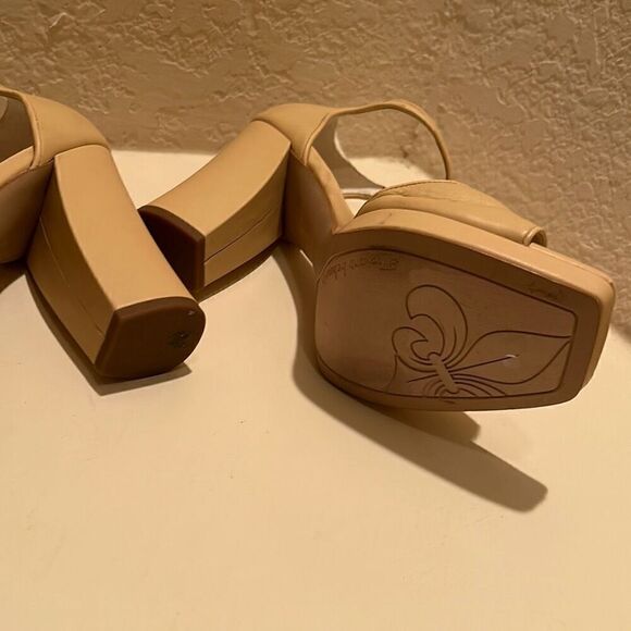 Franco Sarto Womens 10 Dima Block Heel Leather Sandals Beige Tan Ankle Strap New - Picture 10 of 16